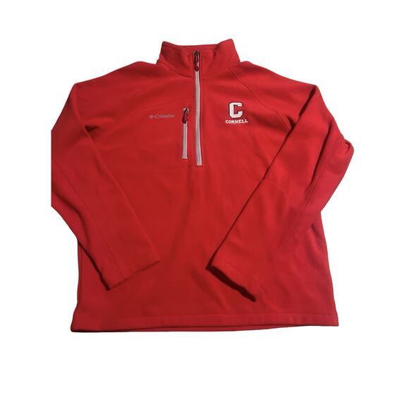 Columbia Cornell University Fleece Pullover Men’s Large Red 1/4 Zip Jacket - Picture 1 of 8